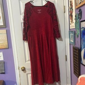 Torrid plush Super Soft Red Long Sleeve Lace Dress sz 2